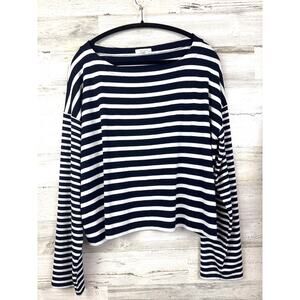 Rag & Bone Women’s XL Navy Blue White Stripe Wide Sleeve Casual Blouse Top